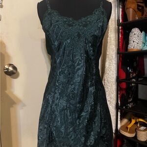 Victoria's Secret vintage 90s Dark Green Lace Chemise